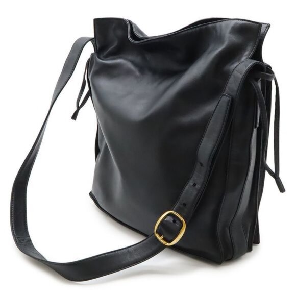 Loewe Flamenco Anagram Shoulder Bag Crossbody Drawstring Nappa Leather Black - Picture 2 of 12